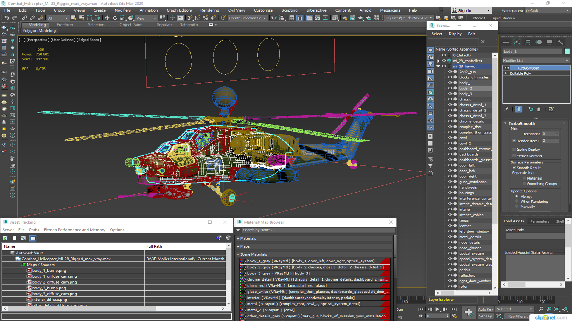 3D model Combat Helicopter Mi-28 Rigged