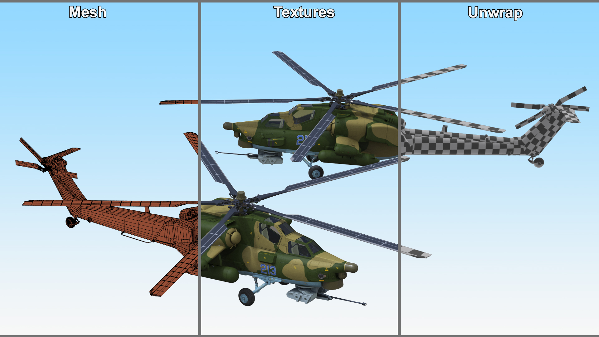 3D model Combat Helicopter Mi-28 Rigged