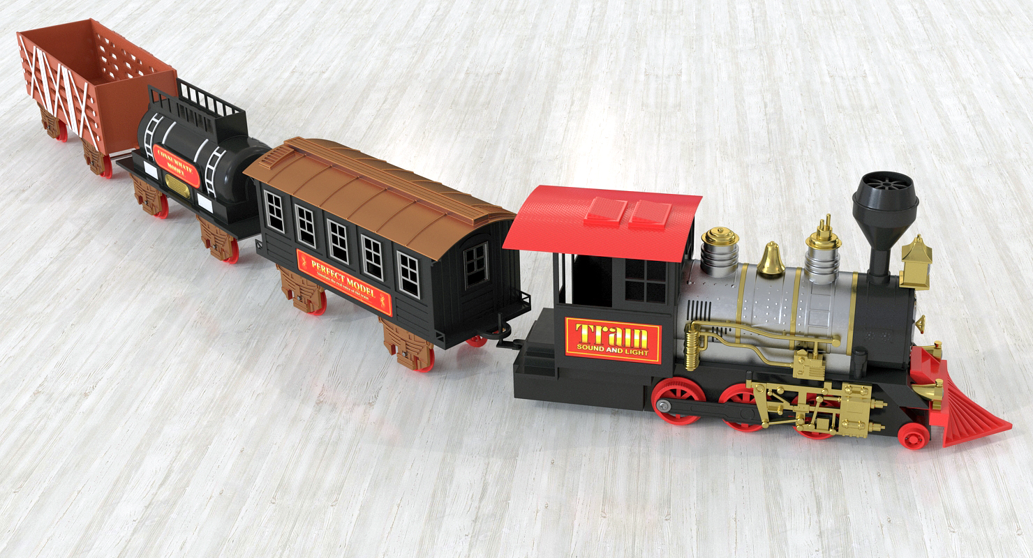 3D Toy Train with Wagons