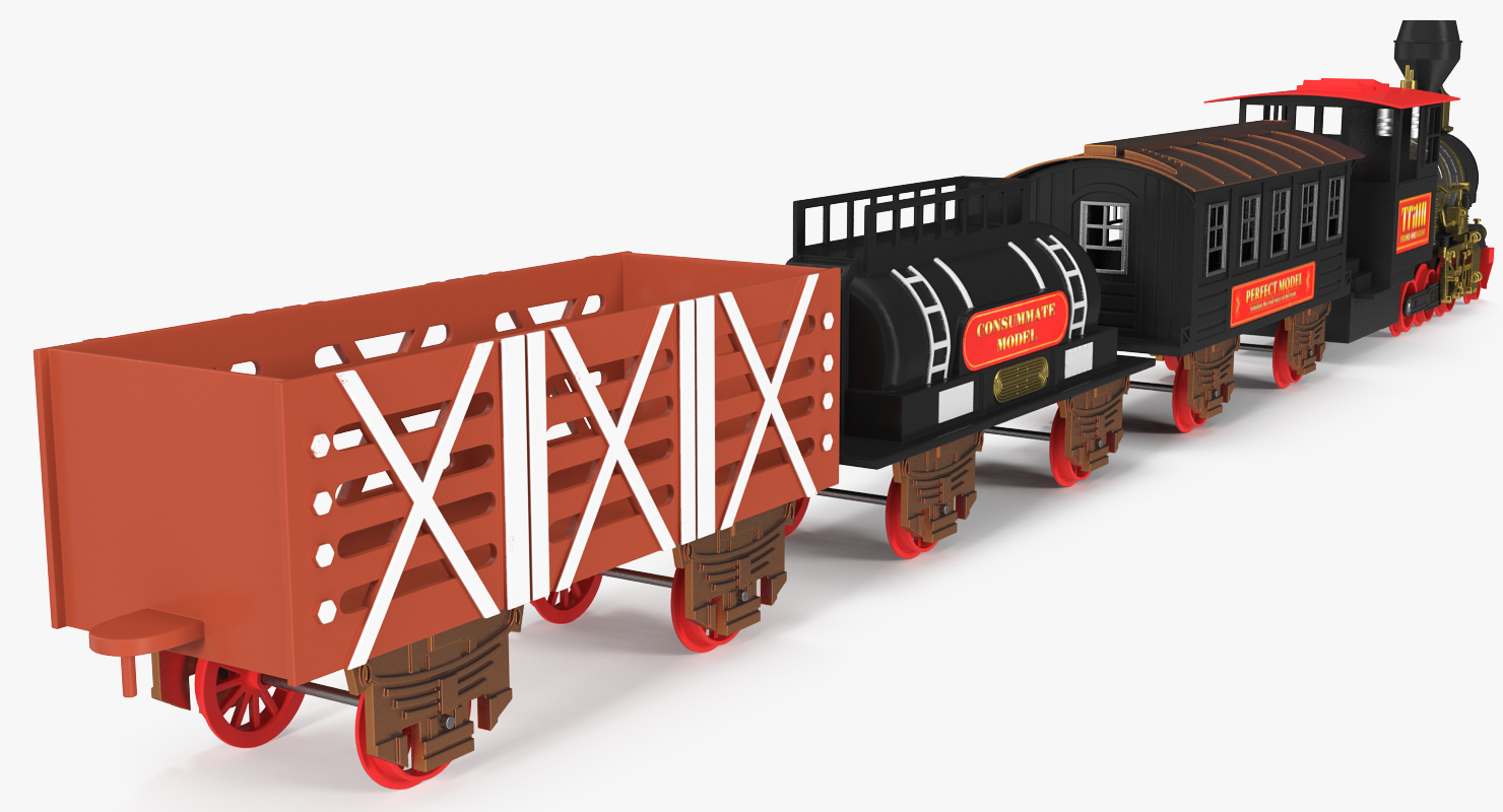 3D Toy Train with Wagons