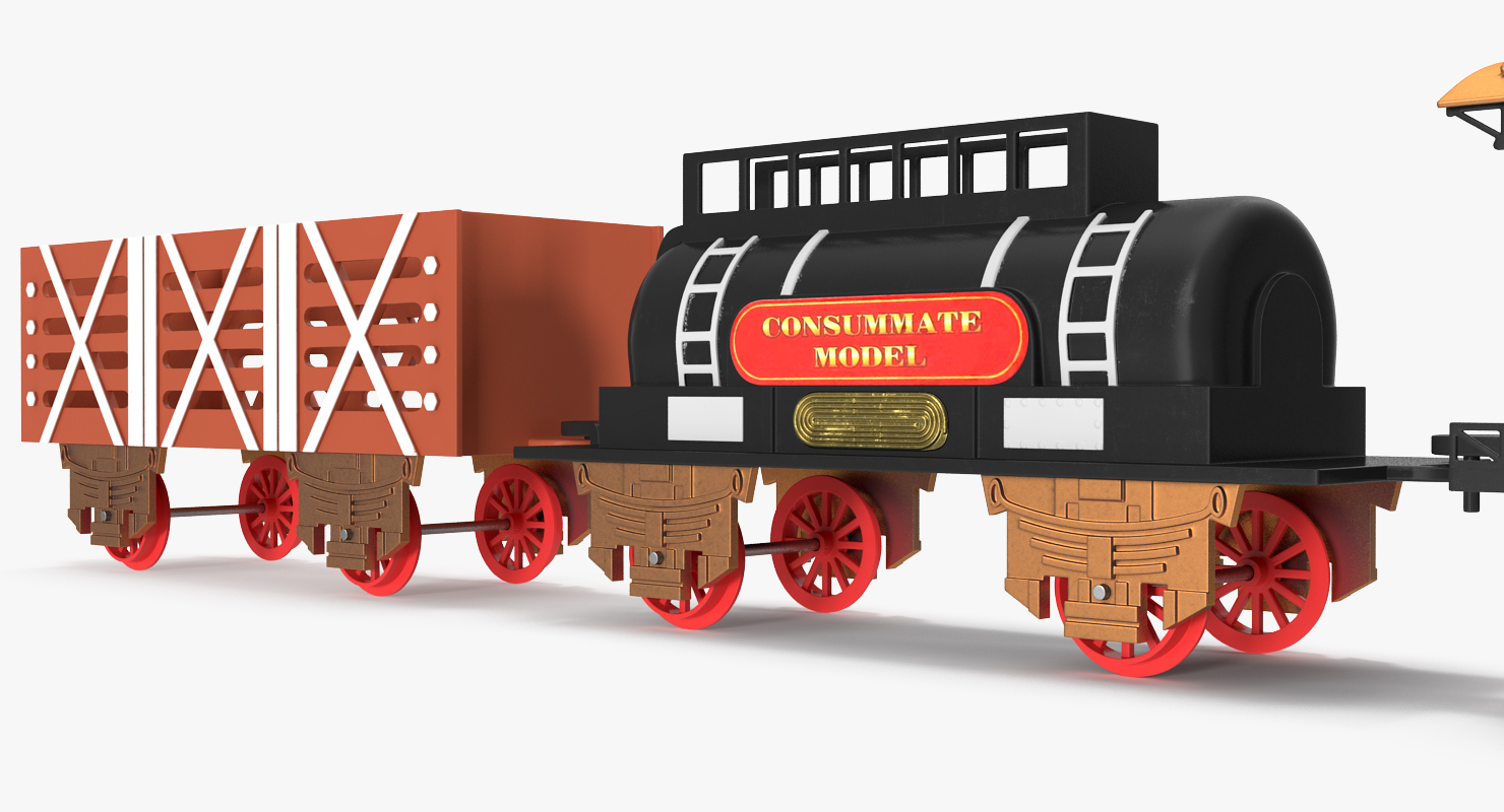 3D Toy Train with Wagons