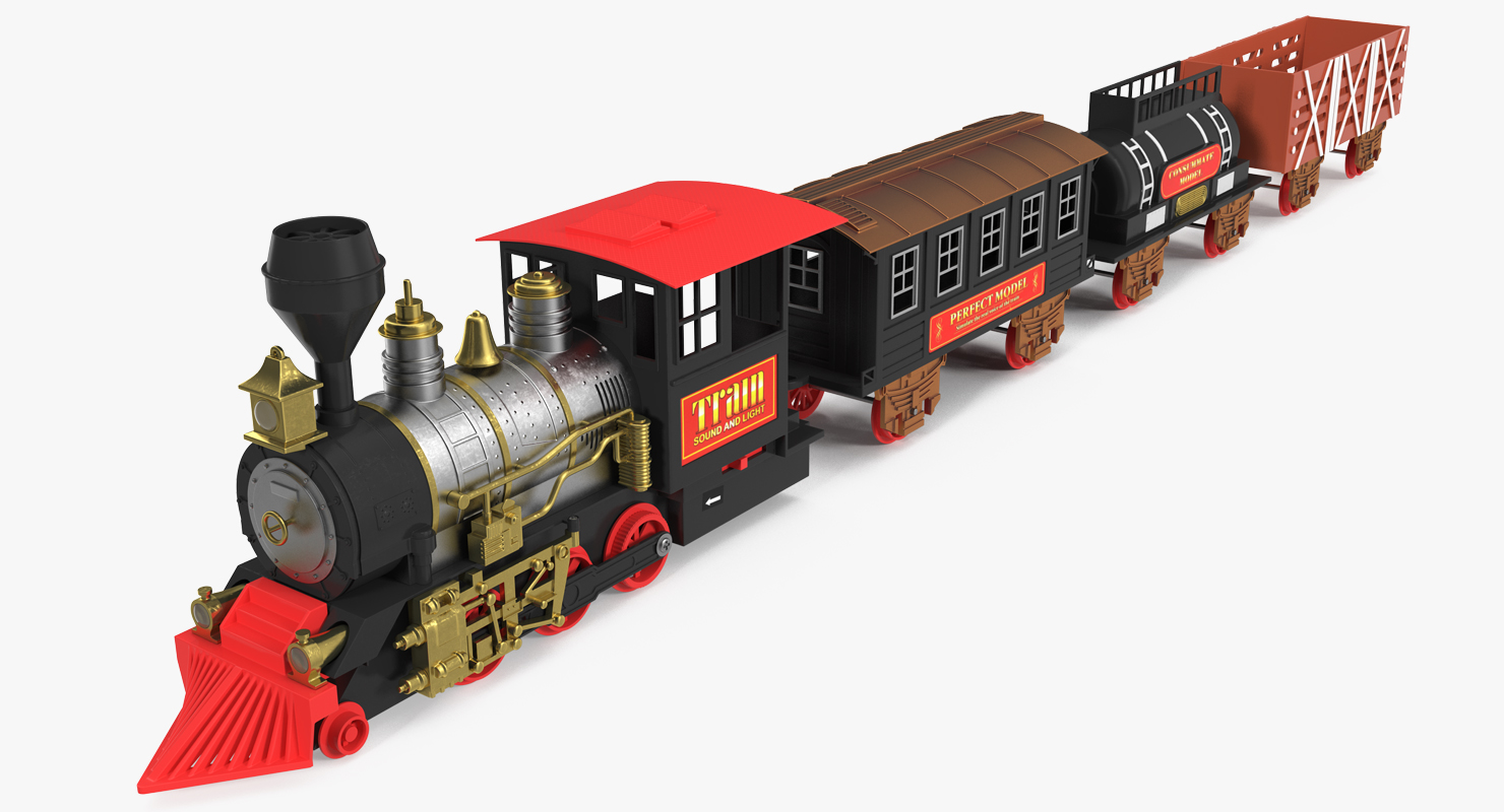 3D Toy Train with Wagons