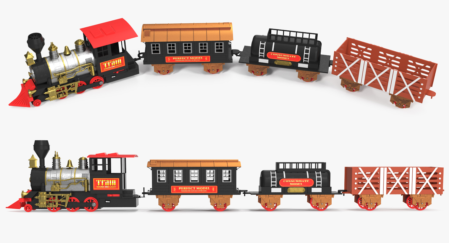 3D Toy Train with Wagons