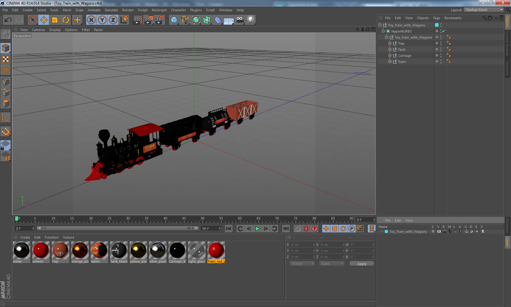 3D Toy Train with Wagons