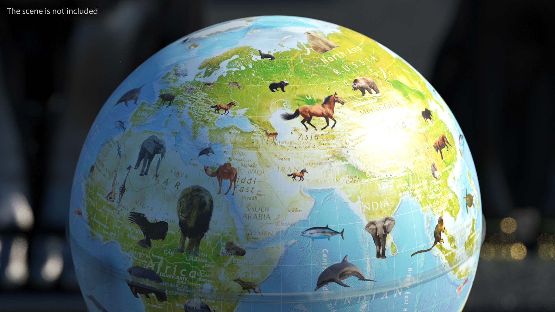 Animals World Globe 3D model