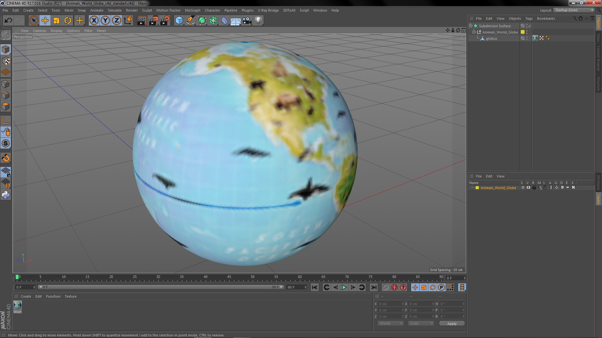 Animals World Globe 3D model