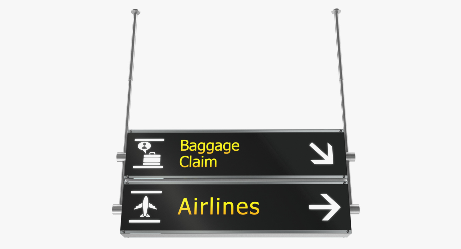 3D Airport Signs Baggage Claim Airlines