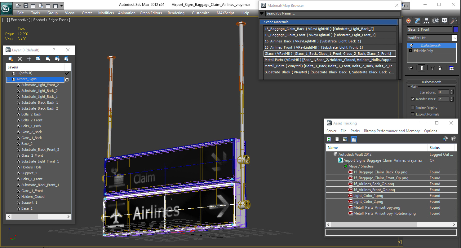 3D Airport Signs Baggage Claim Airlines