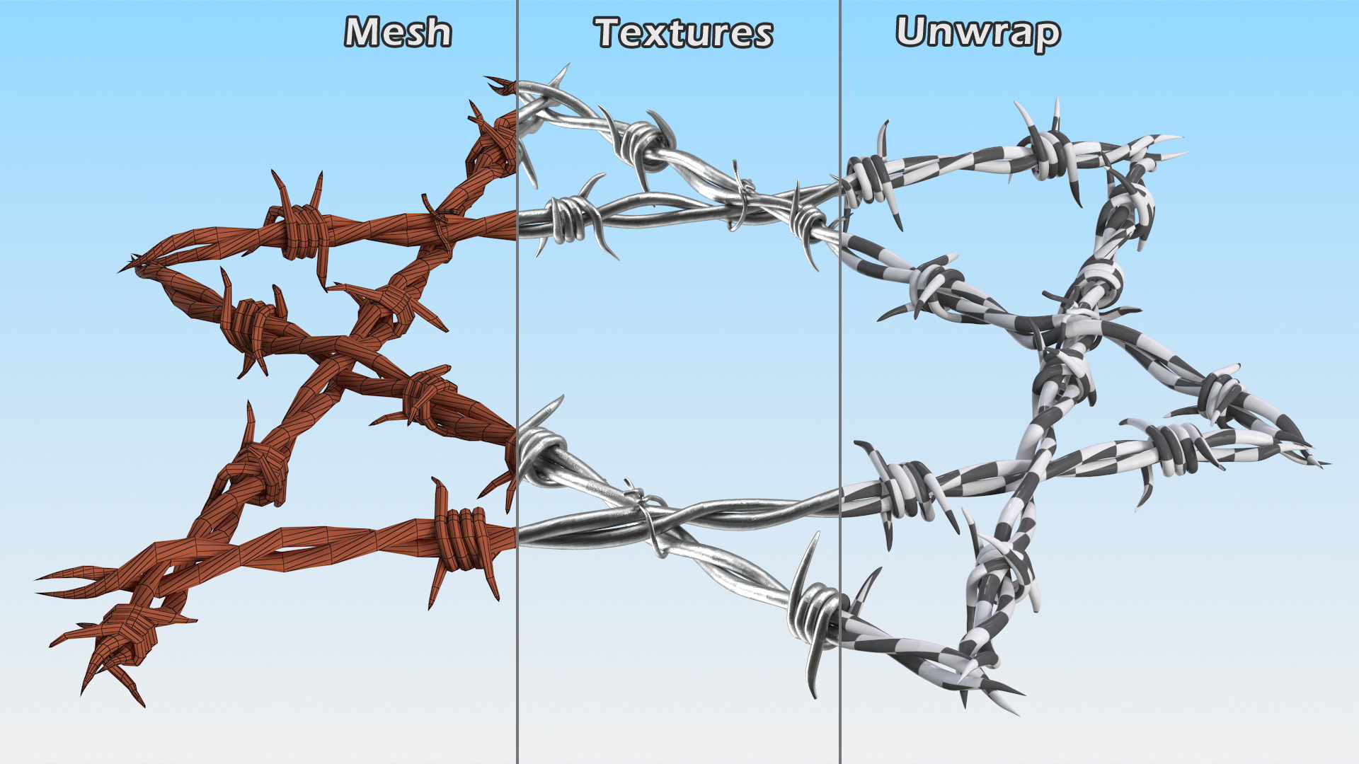 3D model Star of David made from Barbed Wire