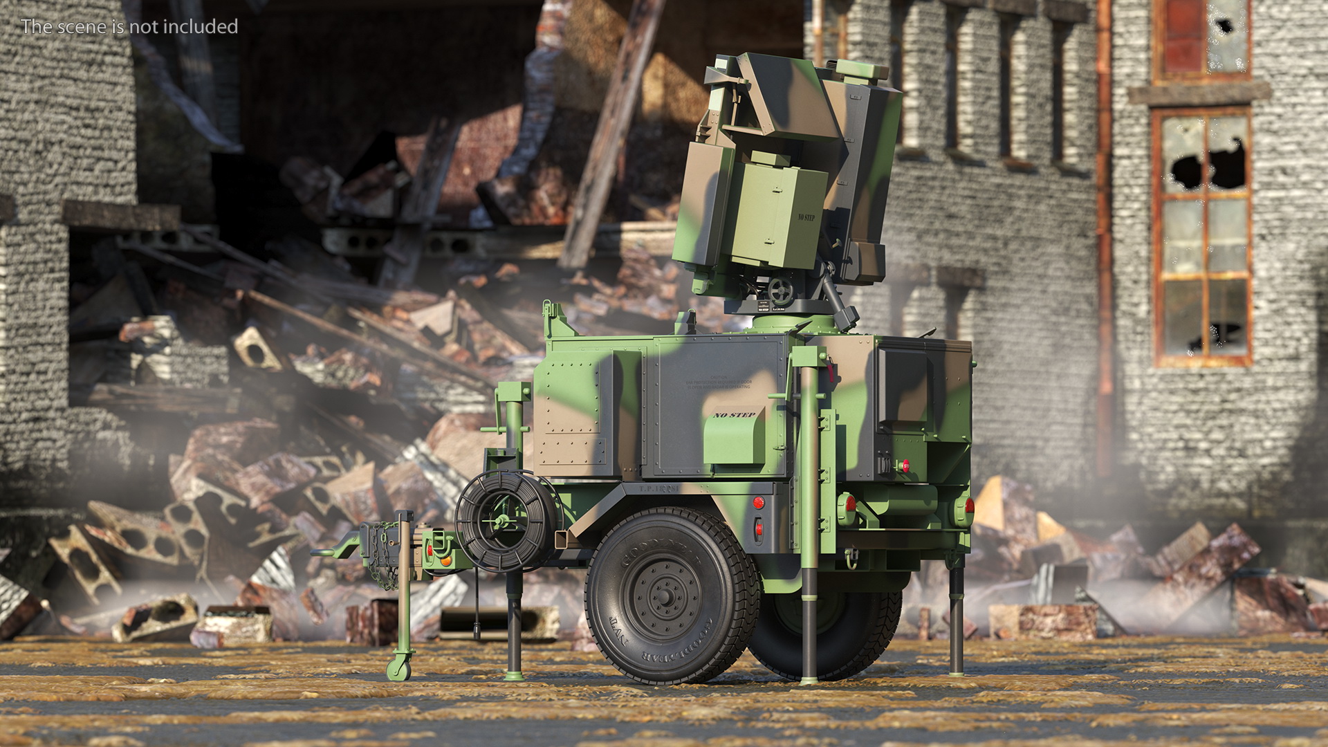 MPQ-64 Sentinel Radar Green Camo Rigged 3D model