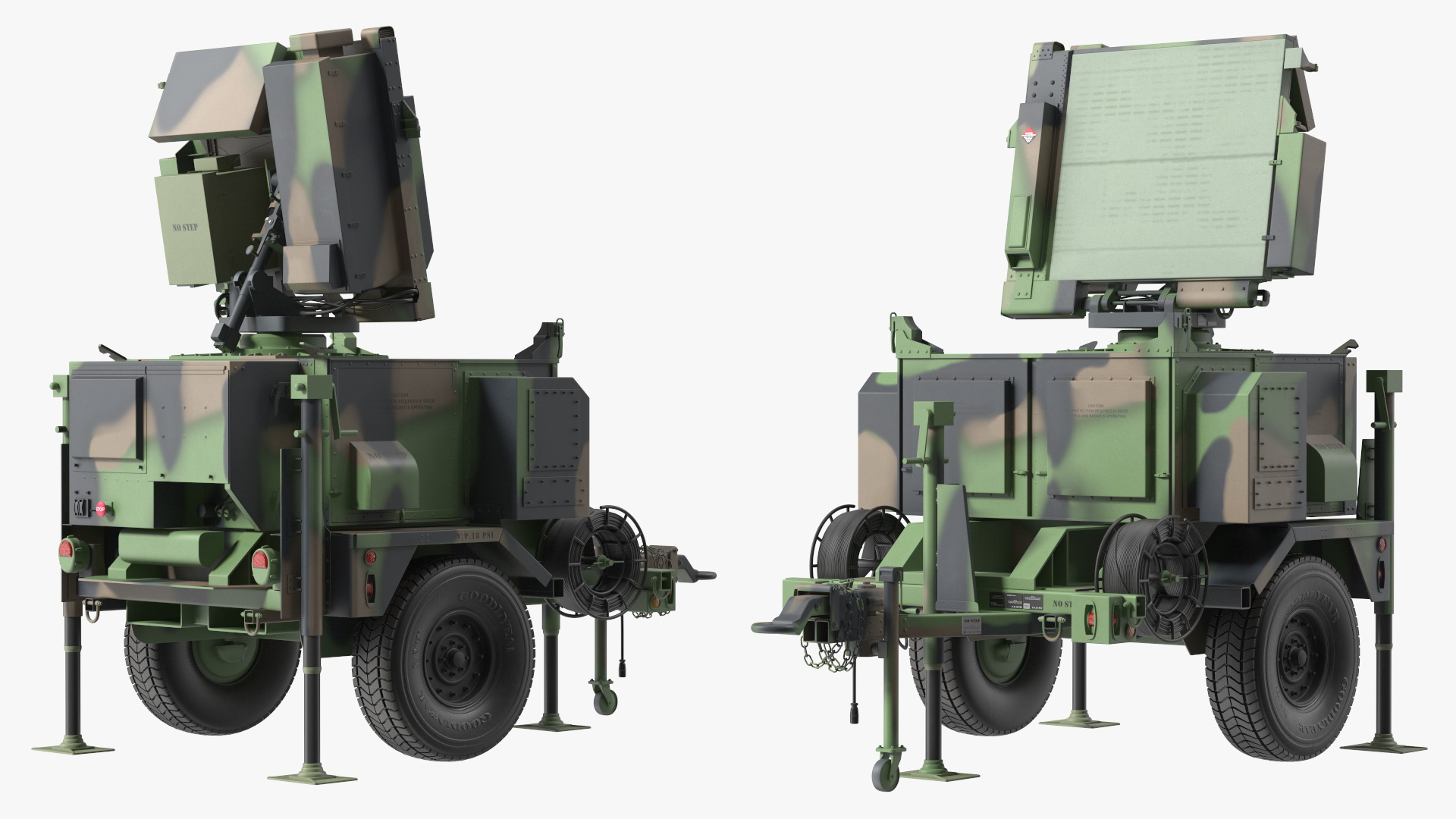 MPQ-64 Sentinel Radar Green Camo Rigged 3D model