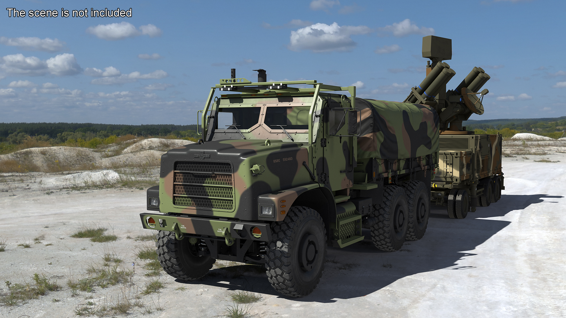 3D Truck with Trailer Air Defense Missile Complex