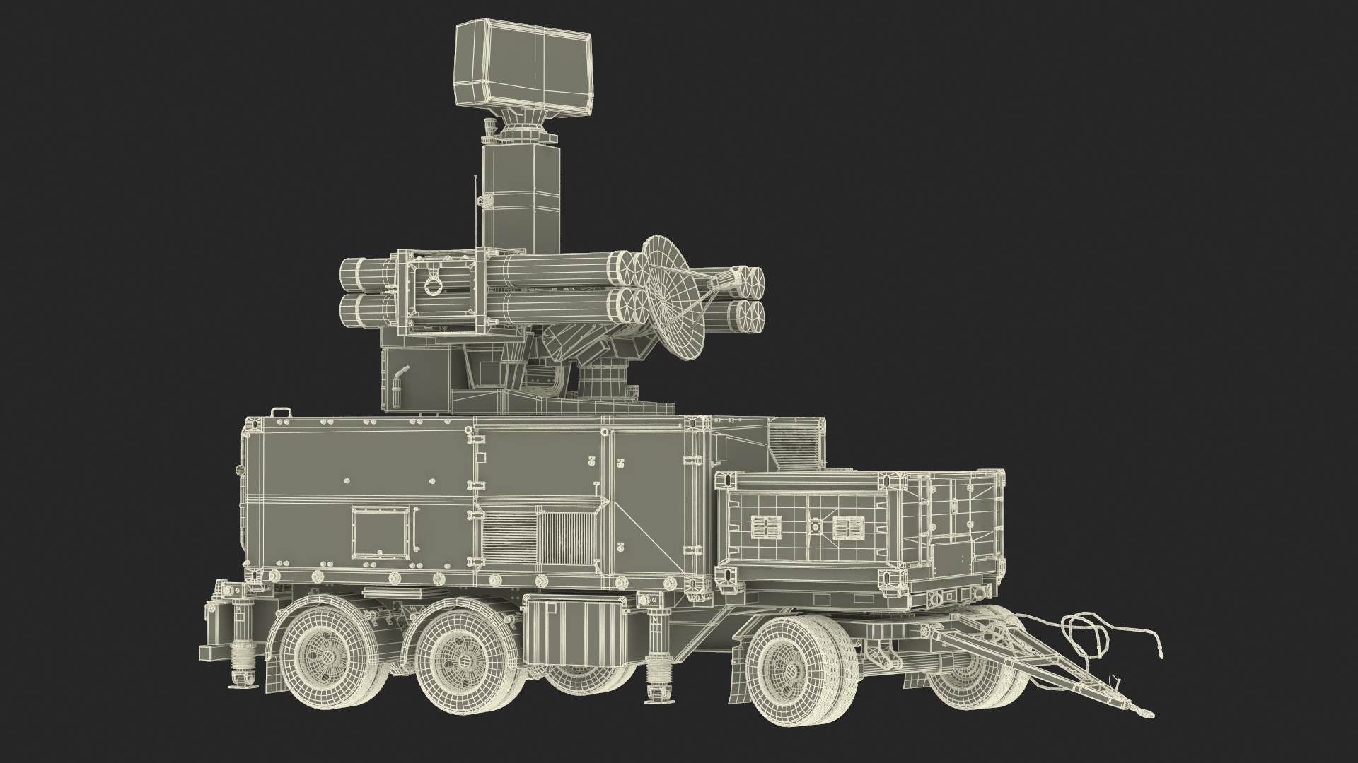 3D Truck with Trailer Air Defense Missile Complex