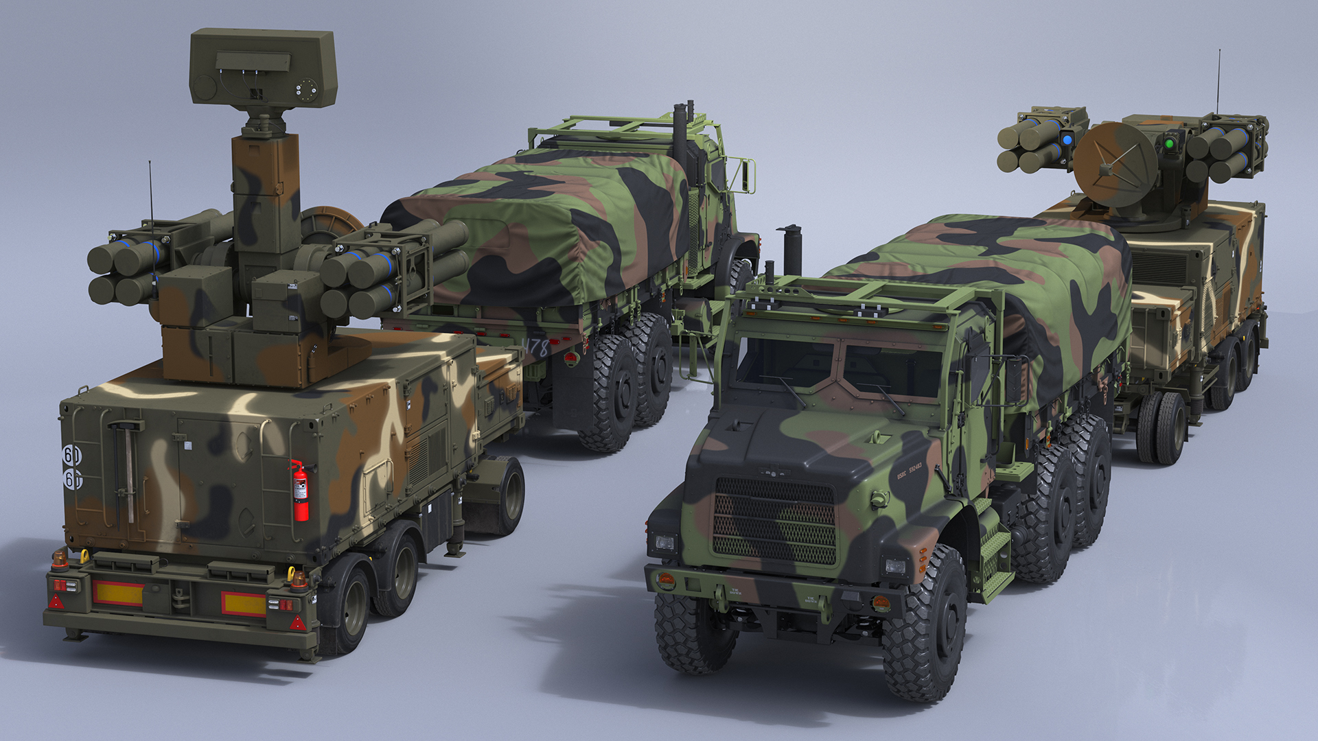 3D Truck with Trailer Air Defense Missile Complex