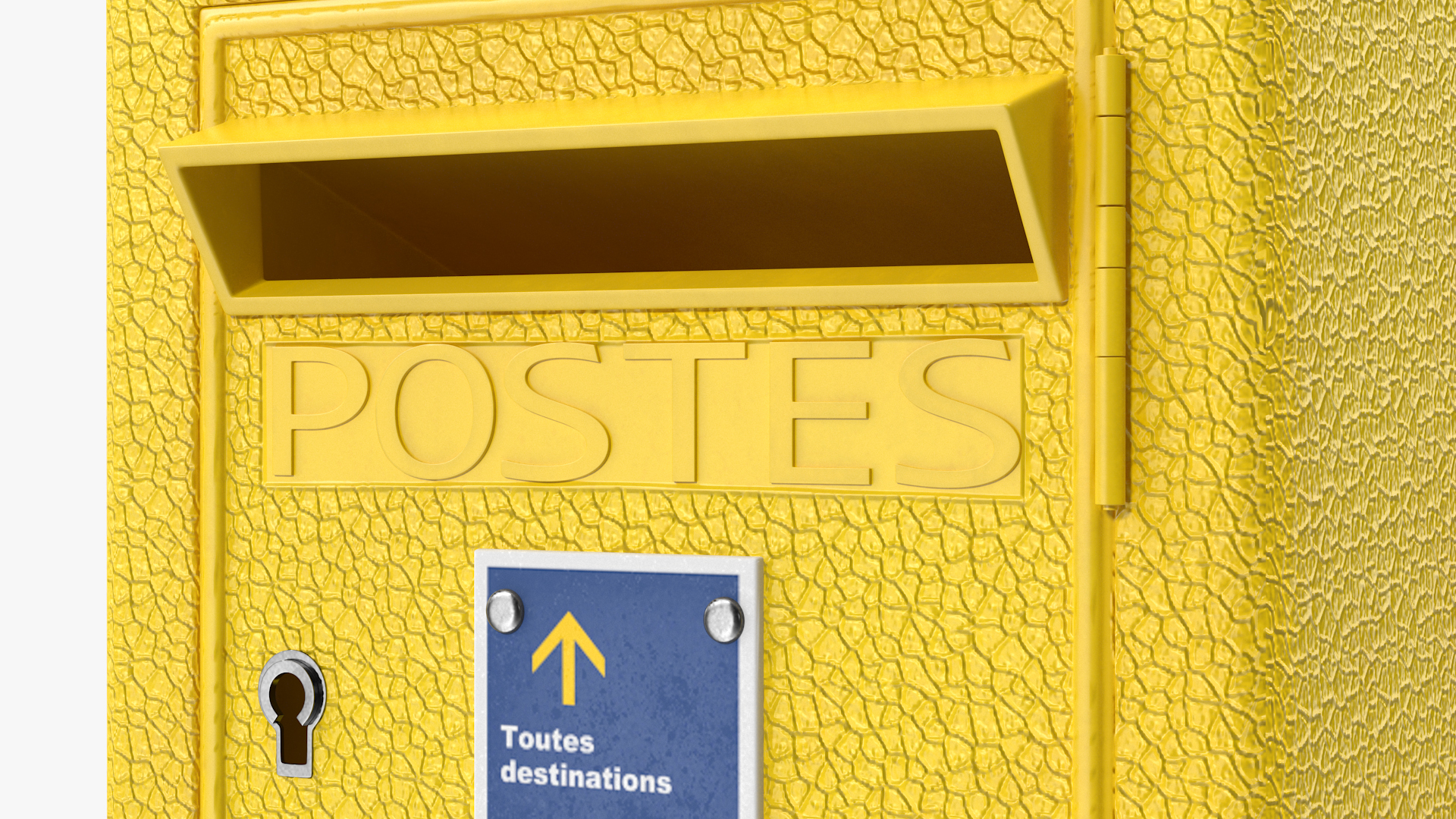 French Yellow Metal Mailbox 3D