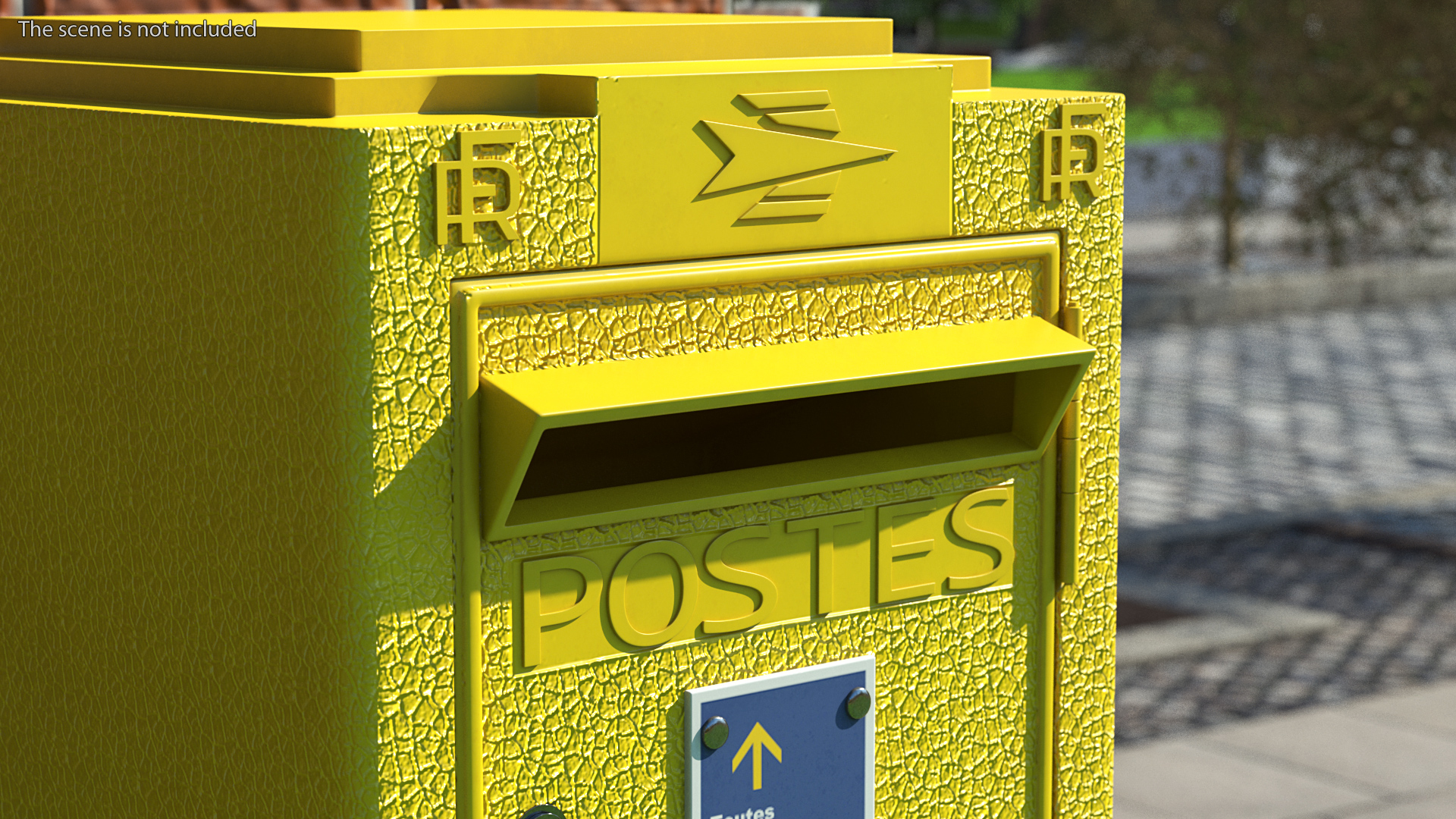 French Yellow Metal Mailbox 3D