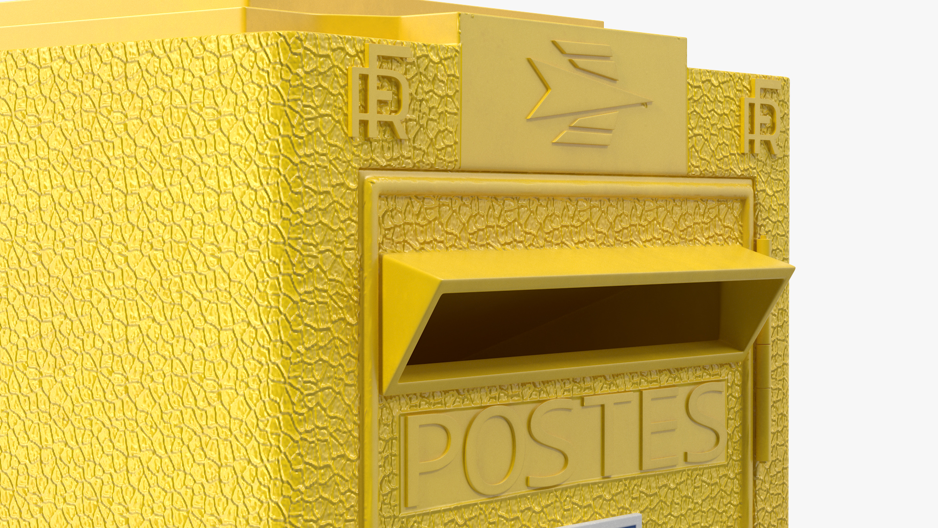 French Yellow Metal Mailbox 3D