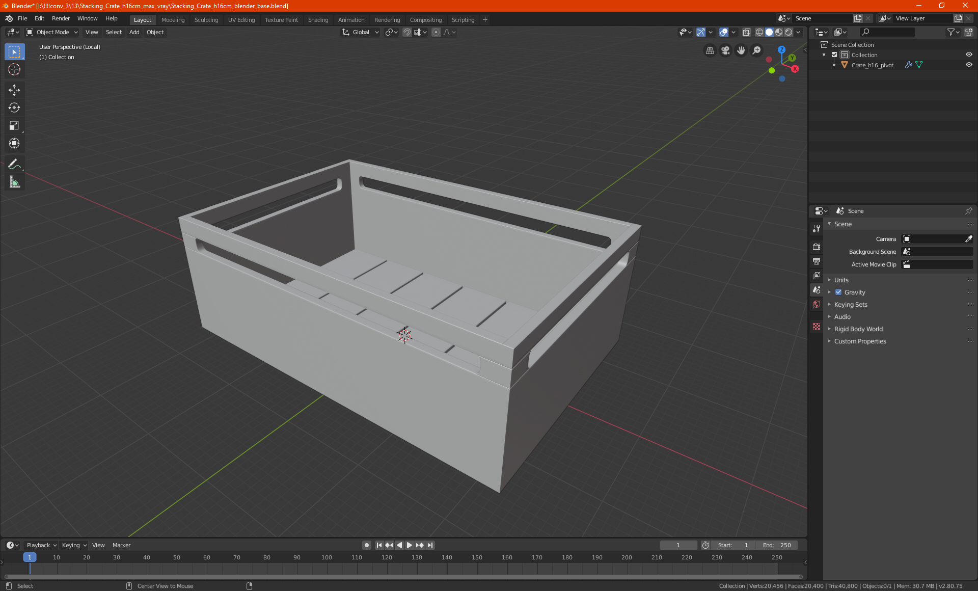 3D model Stacking Crate h16cm