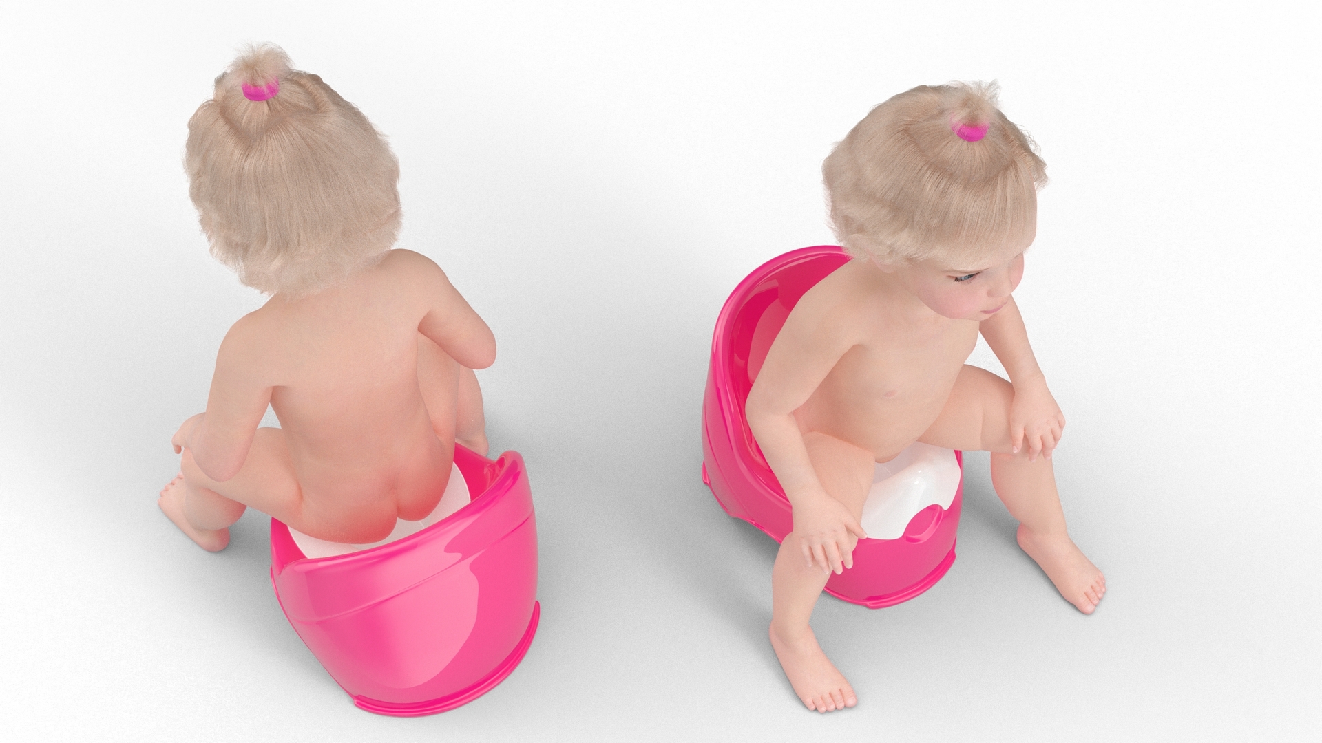 Little Girl on Potty Fur 3D model