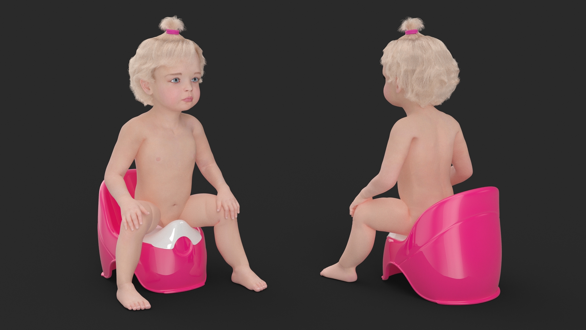 Little Girl on Potty Fur 3D model