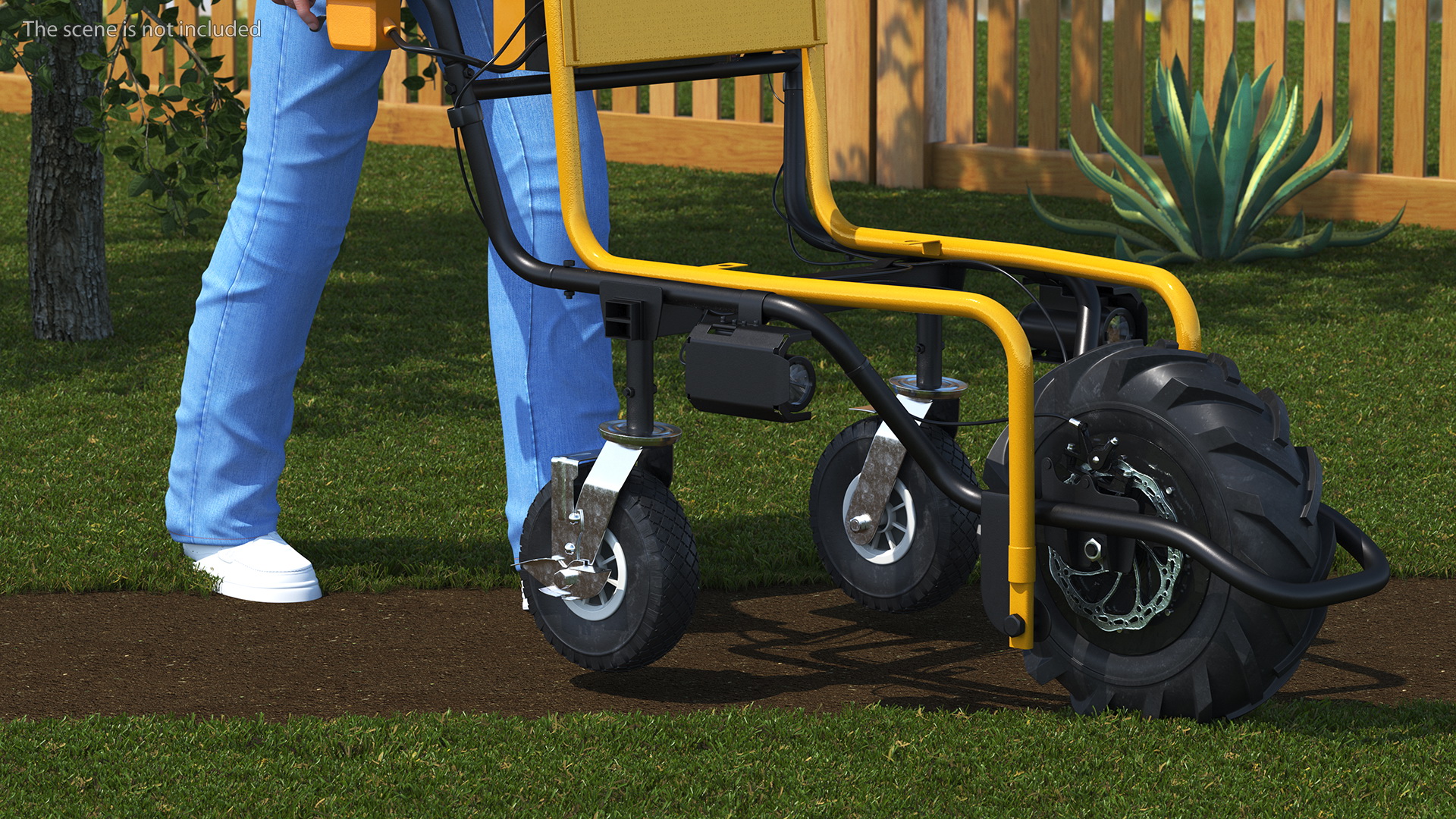 Elderly Man Motorized Electric Wheelbarrow Frame Rigged for Maya 3D model