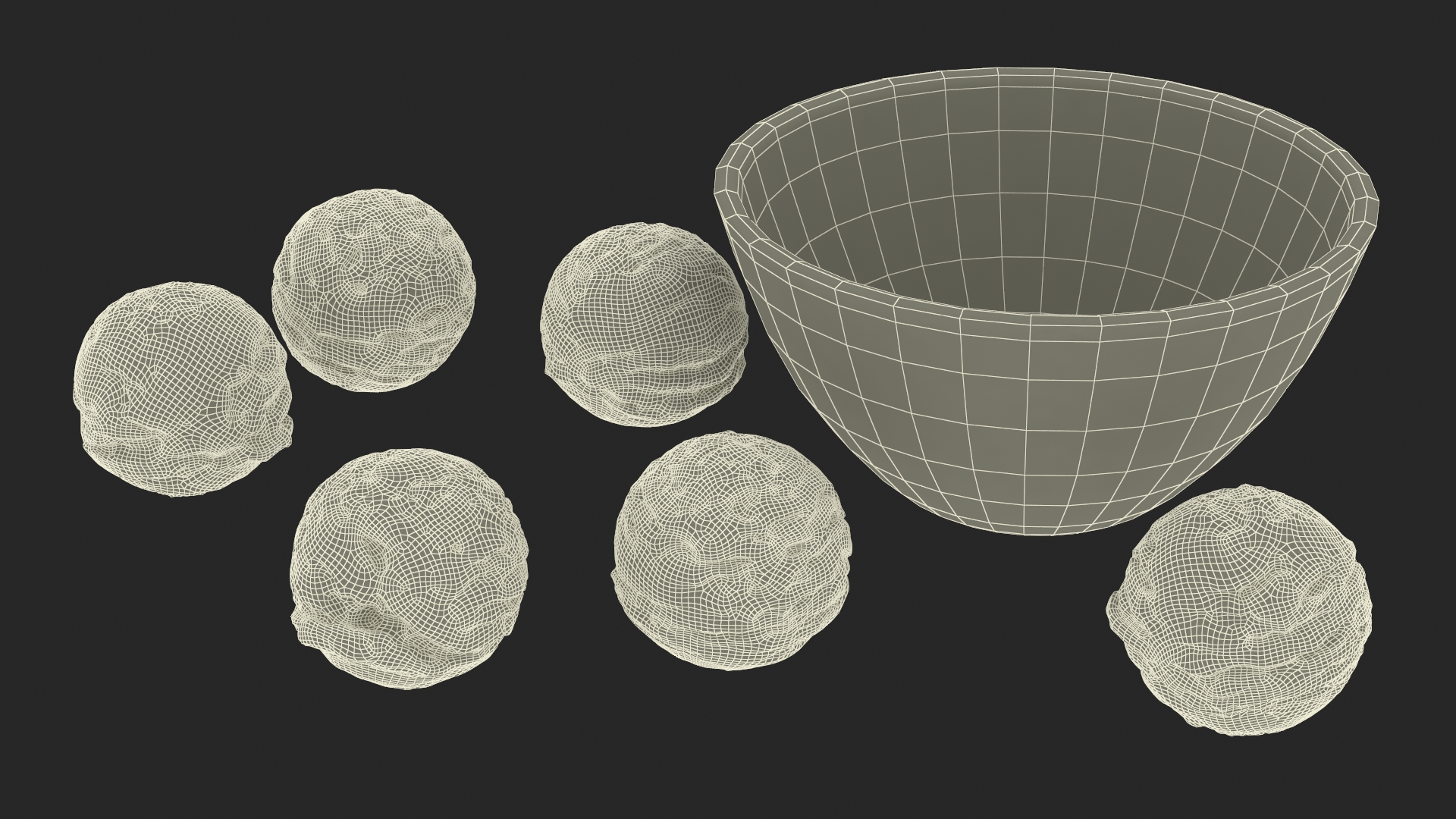 Ice Cream Balls in Glass Bowl 3D model