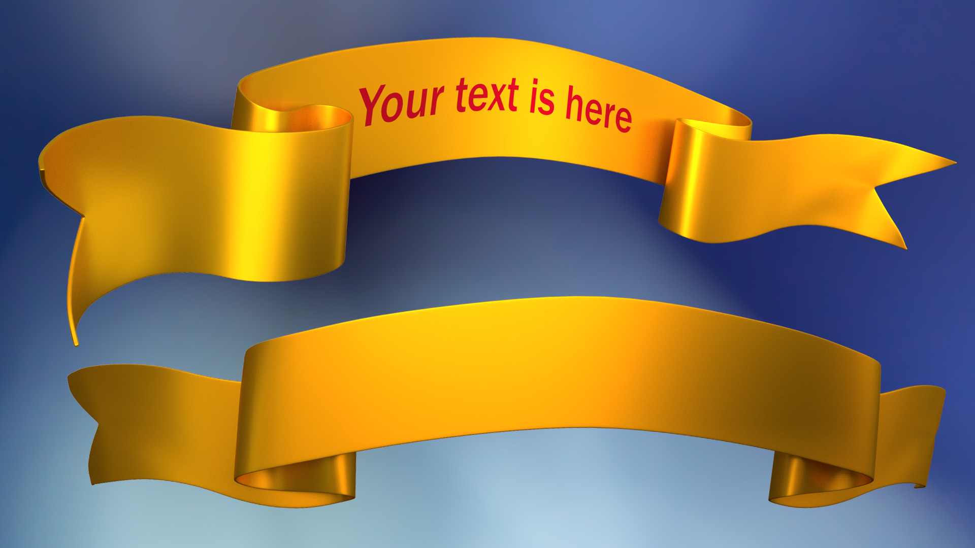 Ribbon Banner Blank Gold 3D model