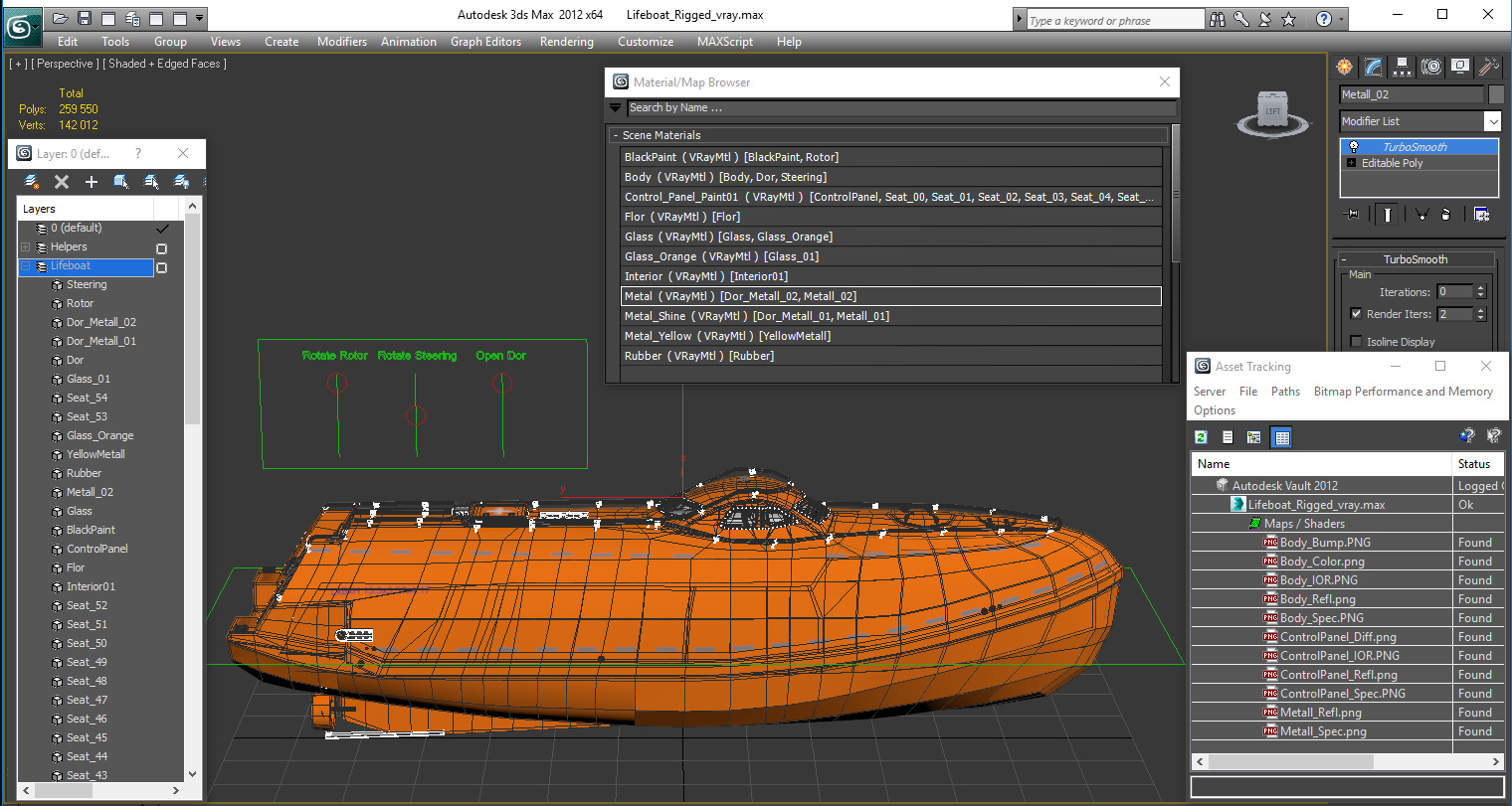 3D model Lifeboat Rigged