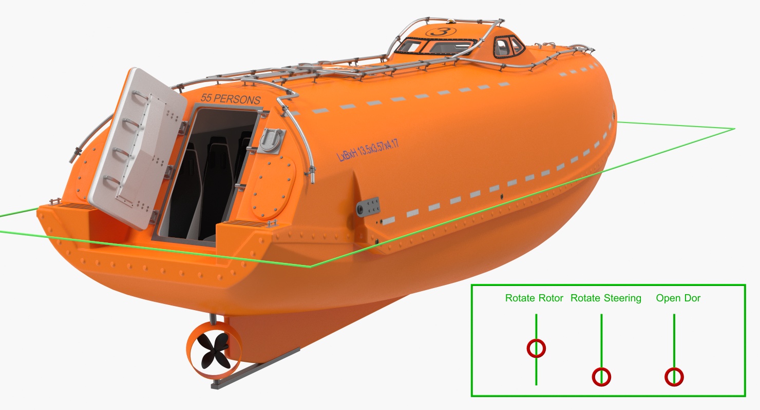 3D model Lifeboat Rigged