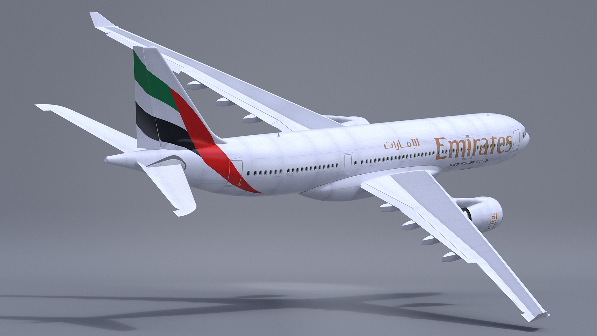 Emirates Airline Commercial Aircraft Airbus A330-200 Rigged 3D model