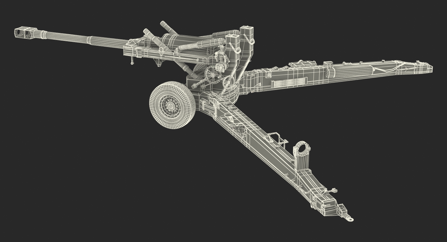 3D Artillery M198 155mm Howitzer Rigged