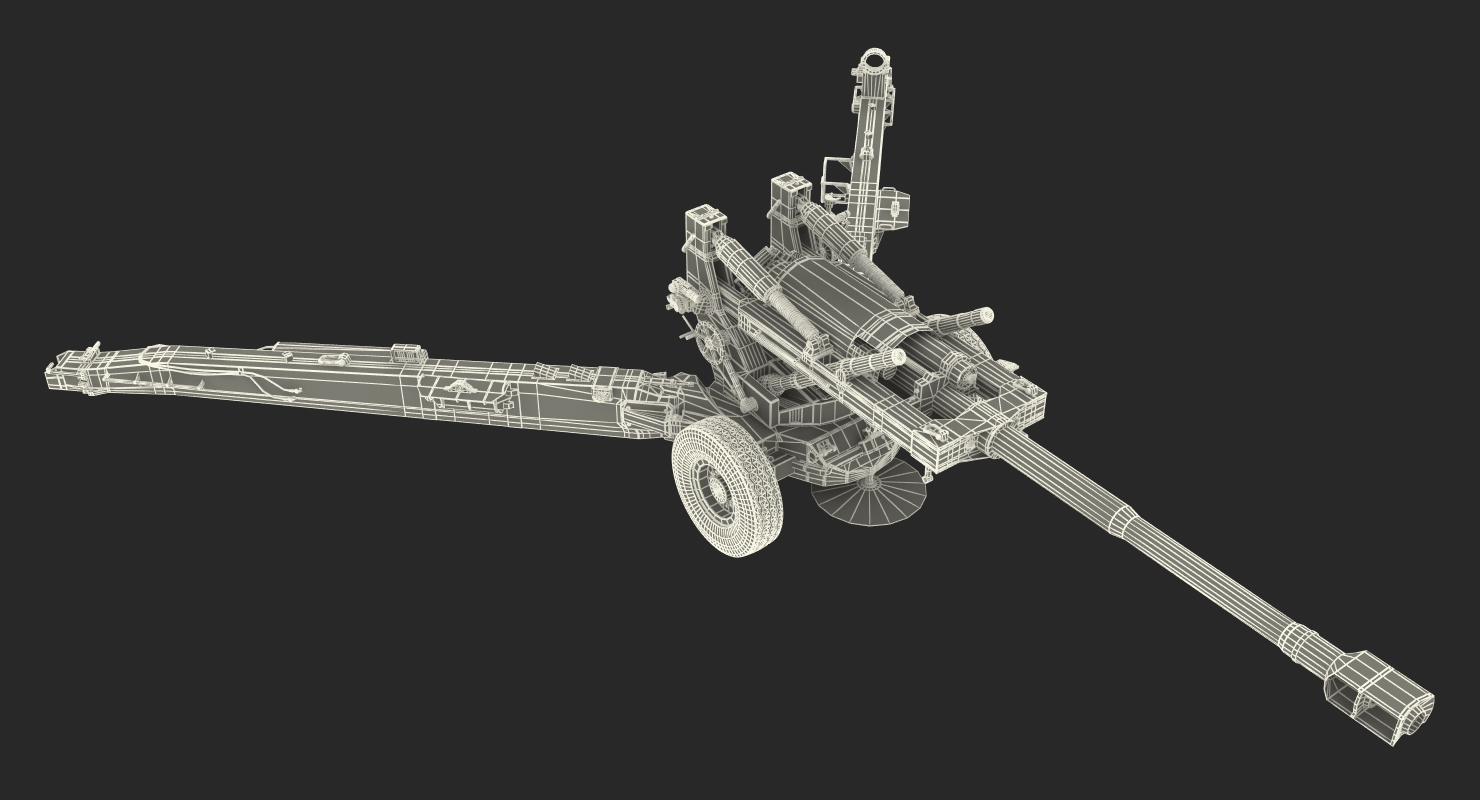 3D Artillery M198 155mm Howitzer Rigged