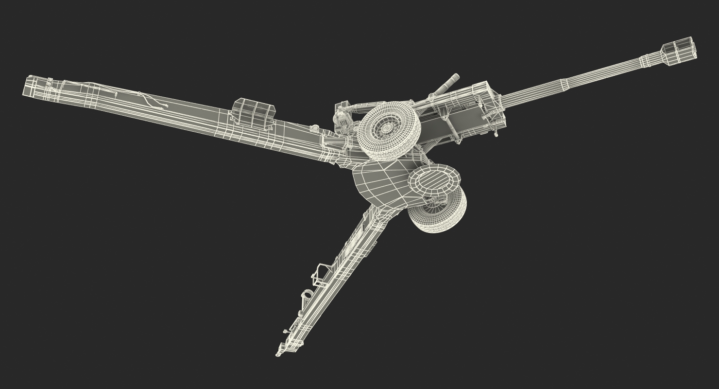 3D Artillery M198 155mm Howitzer Rigged