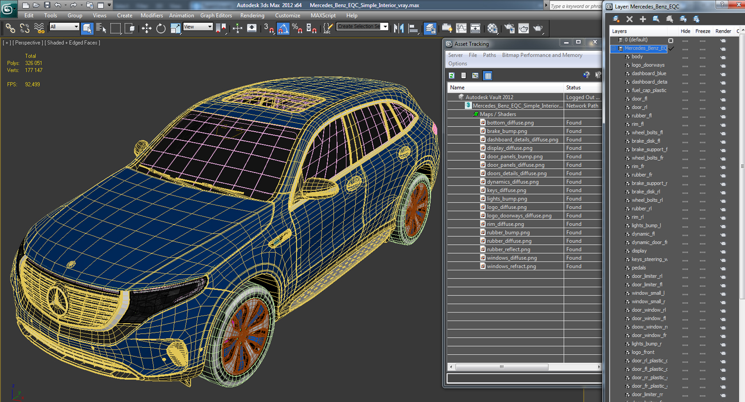 3D Mercedes Benz EQC Simple Interior model