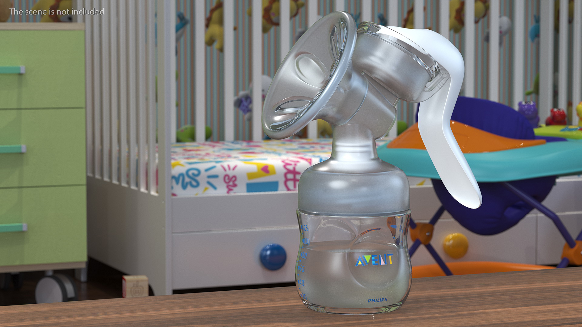 3D Philips Avent Manual Breast Pump and Baby Bottle with Milk model