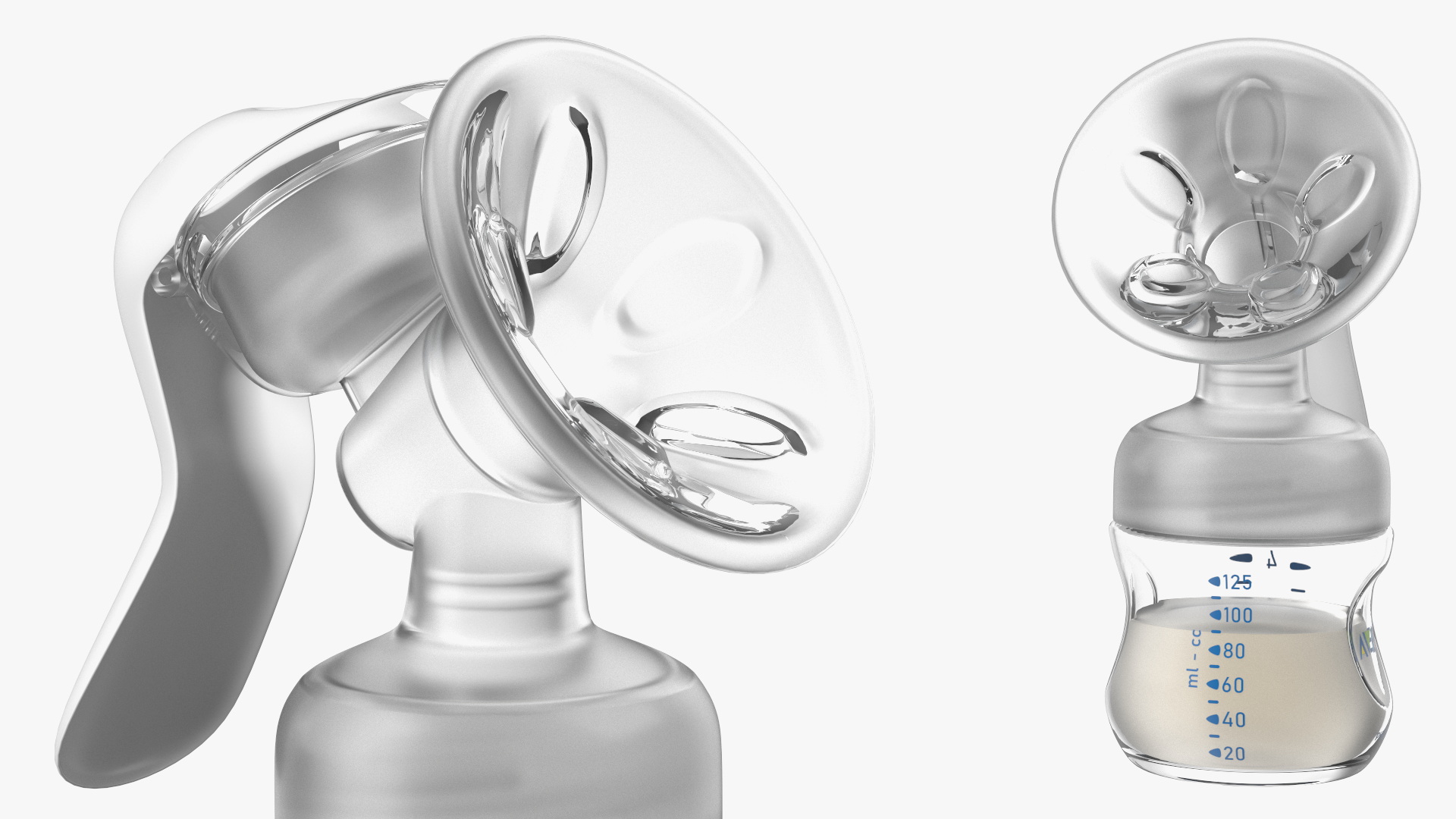 3D Philips Avent Manual Breast Pump and Baby Bottle with Milk model