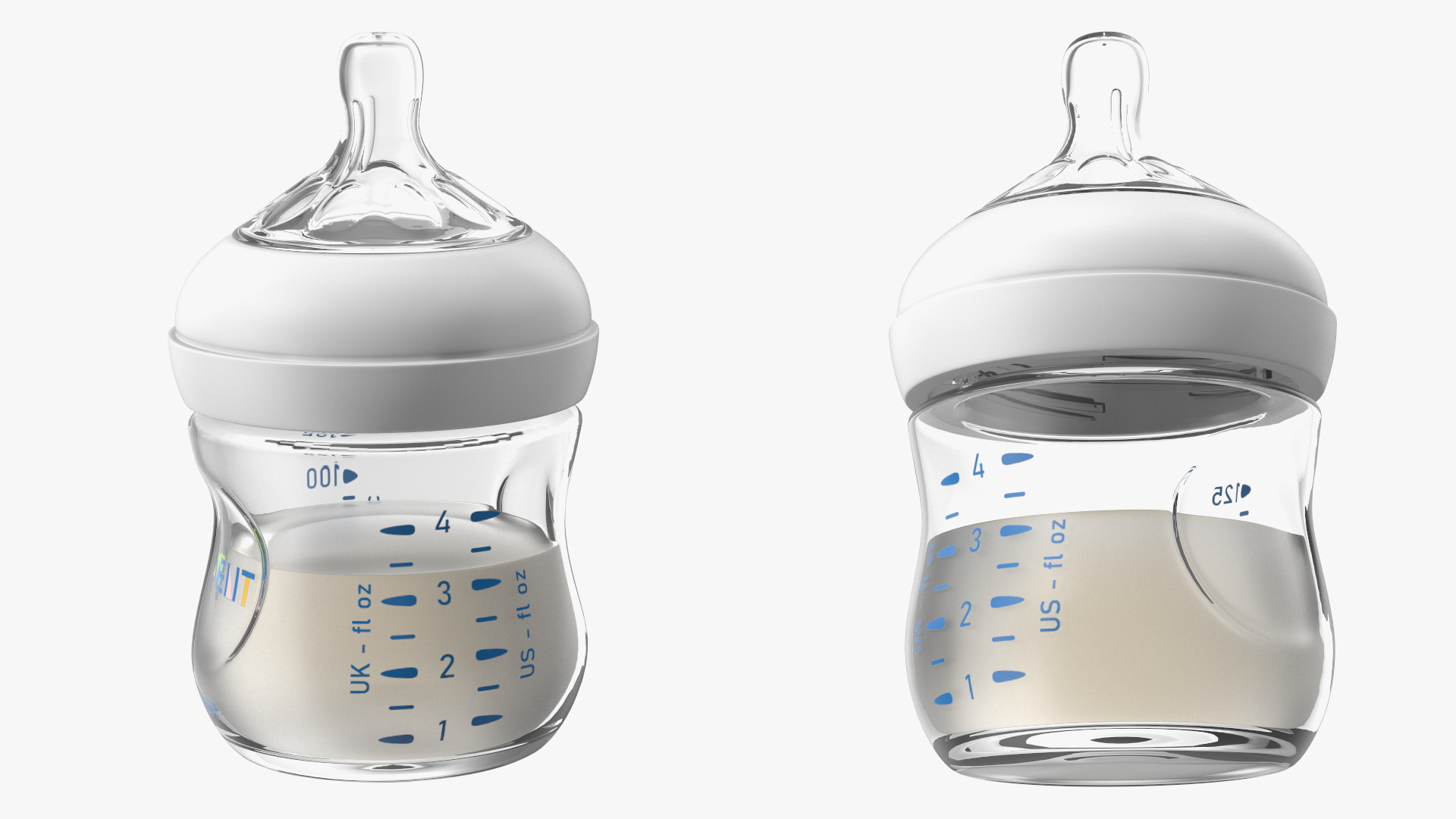 3D Philips Avent Manual Breast Pump and Baby Bottle with Milk model