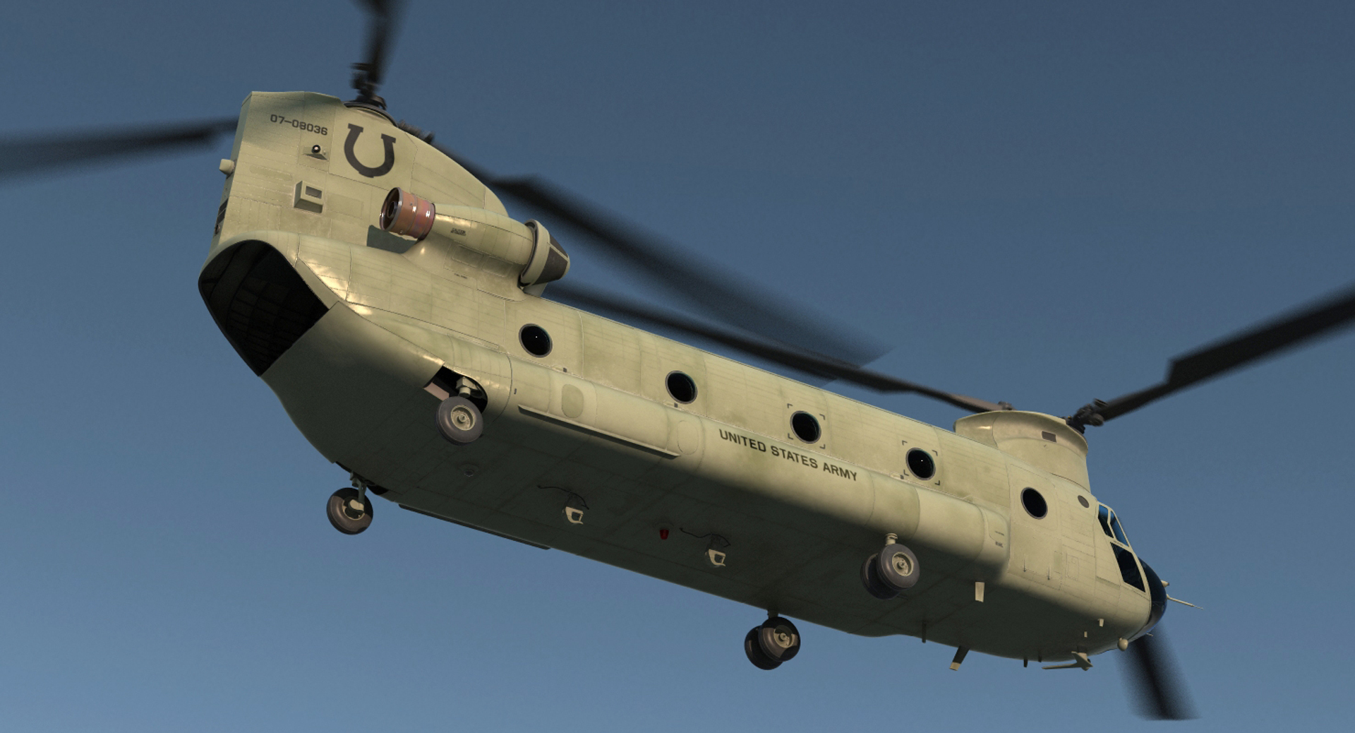 Transport Helicopter CH 47 Chinook with Cargo Rigged 3D