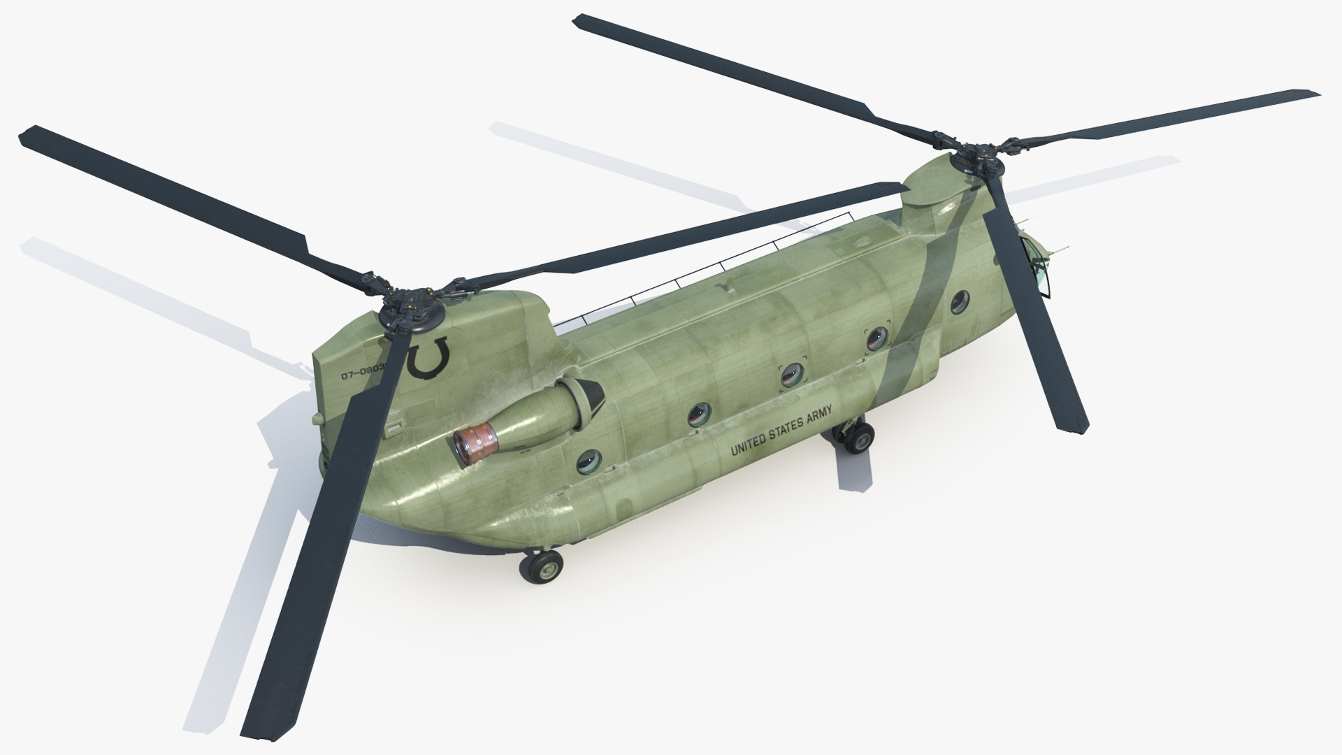 Transport Helicopter CH 47 Chinook with Cargo Rigged 3D