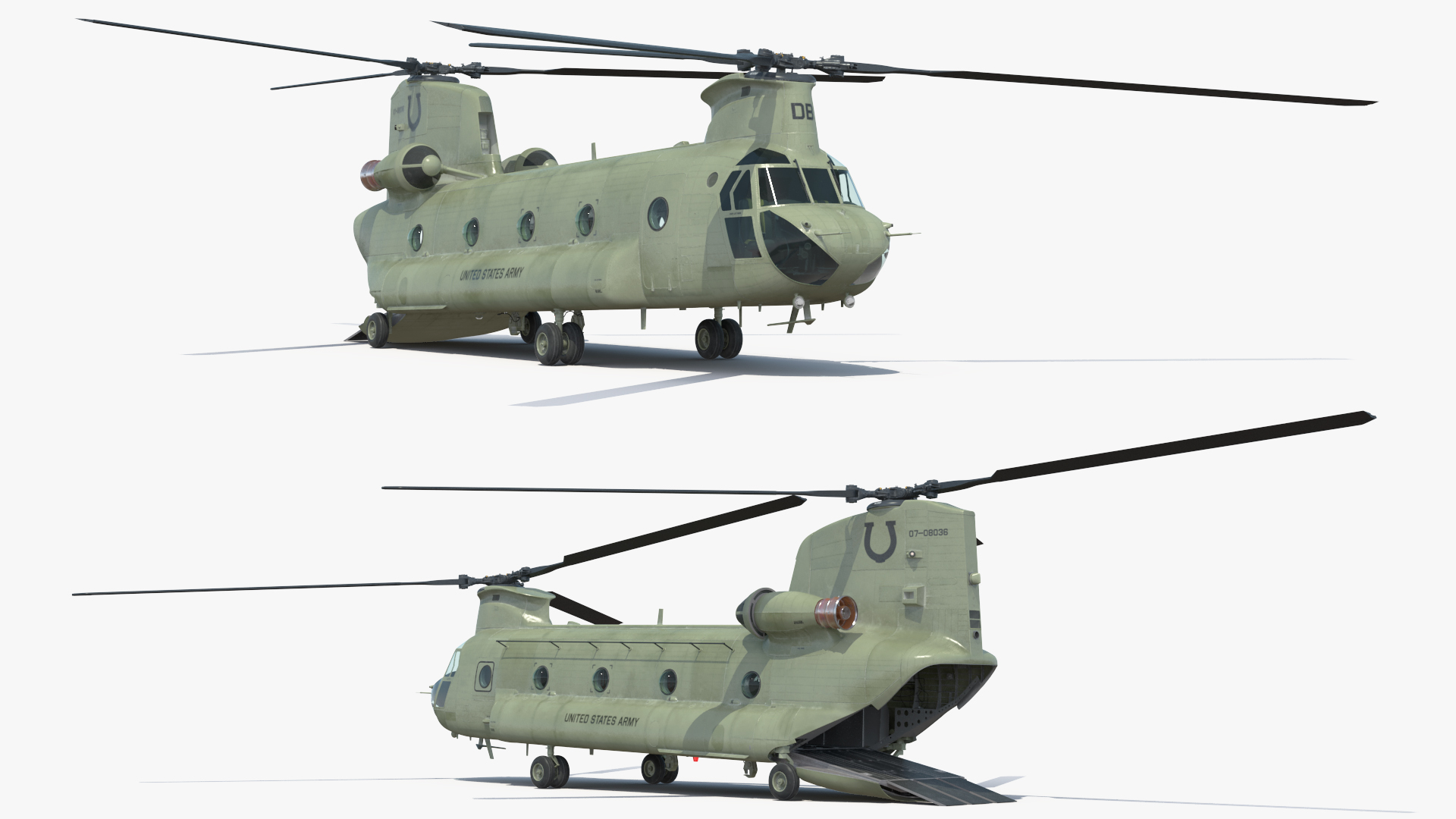 Transport Helicopter CH 47 Chinook with Cargo Rigged 3D