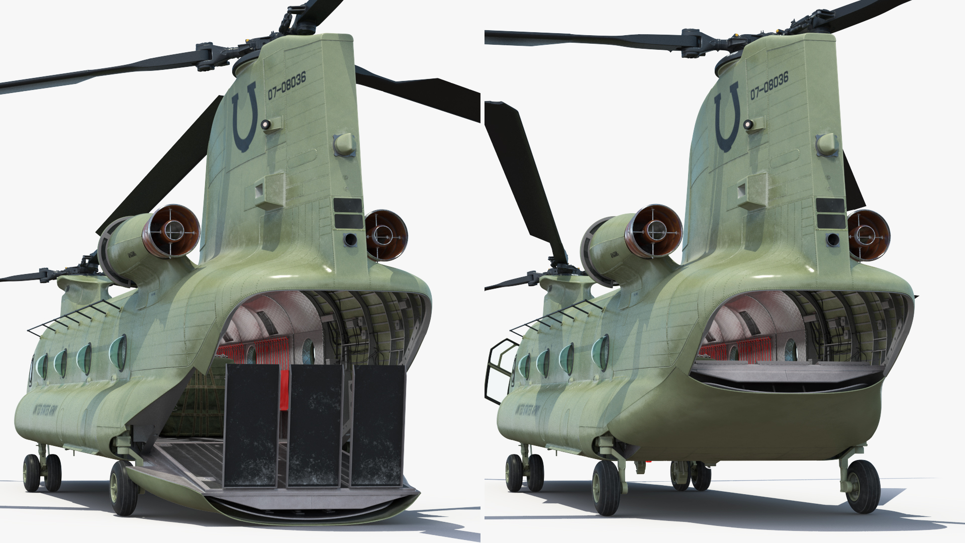 Transport Helicopter CH 47 Chinook with Cargo Rigged 3D