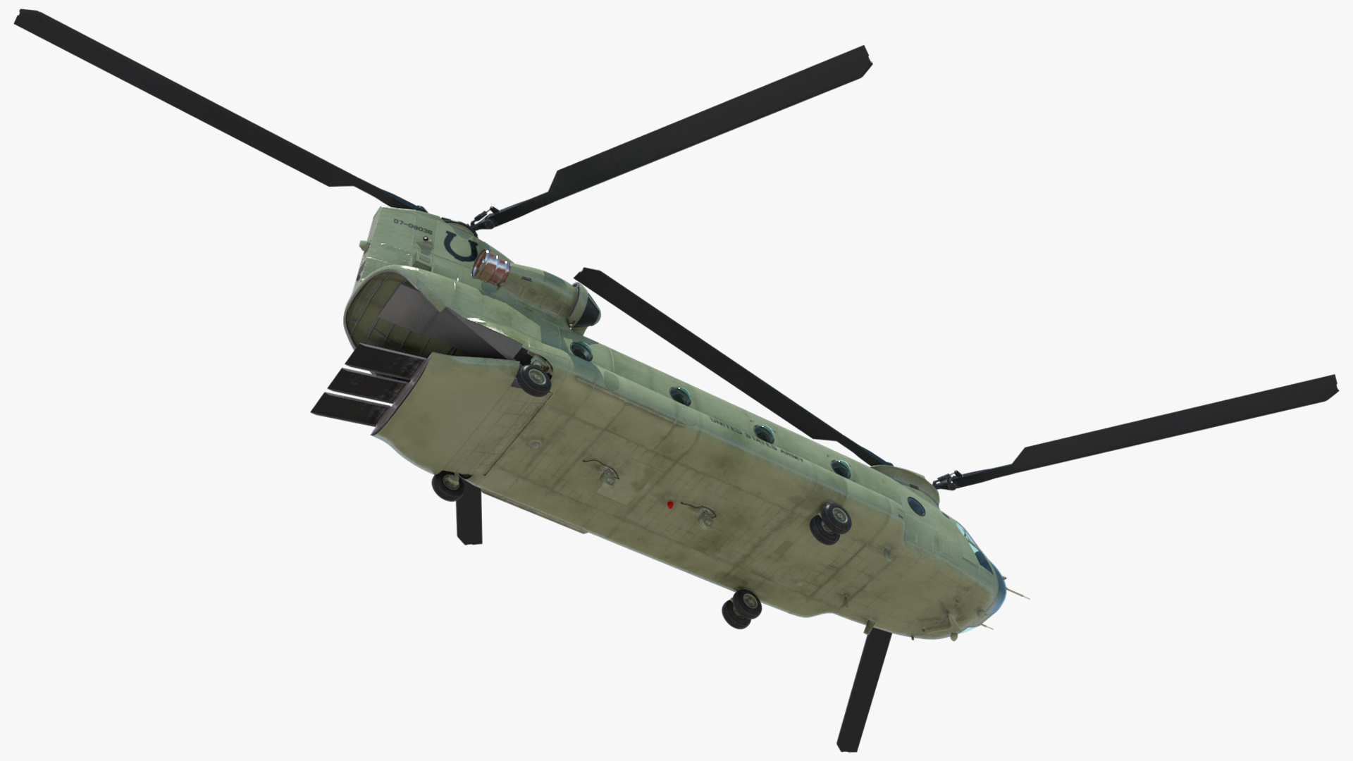 Transport Helicopter CH 47 Chinook with Cargo Rigged 3D