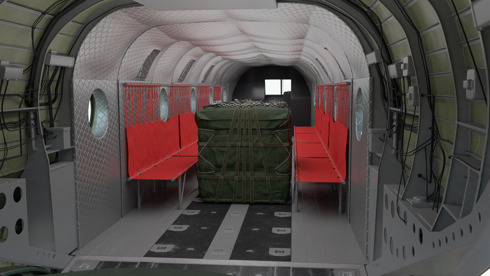 Transport Helicopter CH 47 Chinook with Cargo Rigged 3D