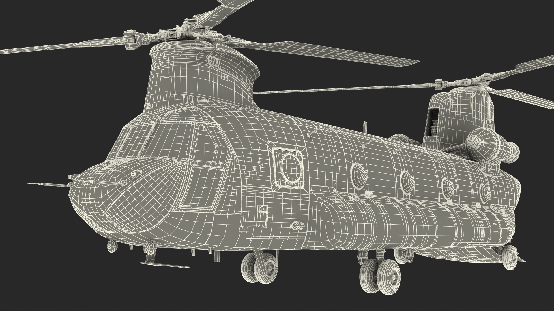 Transport Helicopter CH 47 Chinook with Cargo Rigged 3D