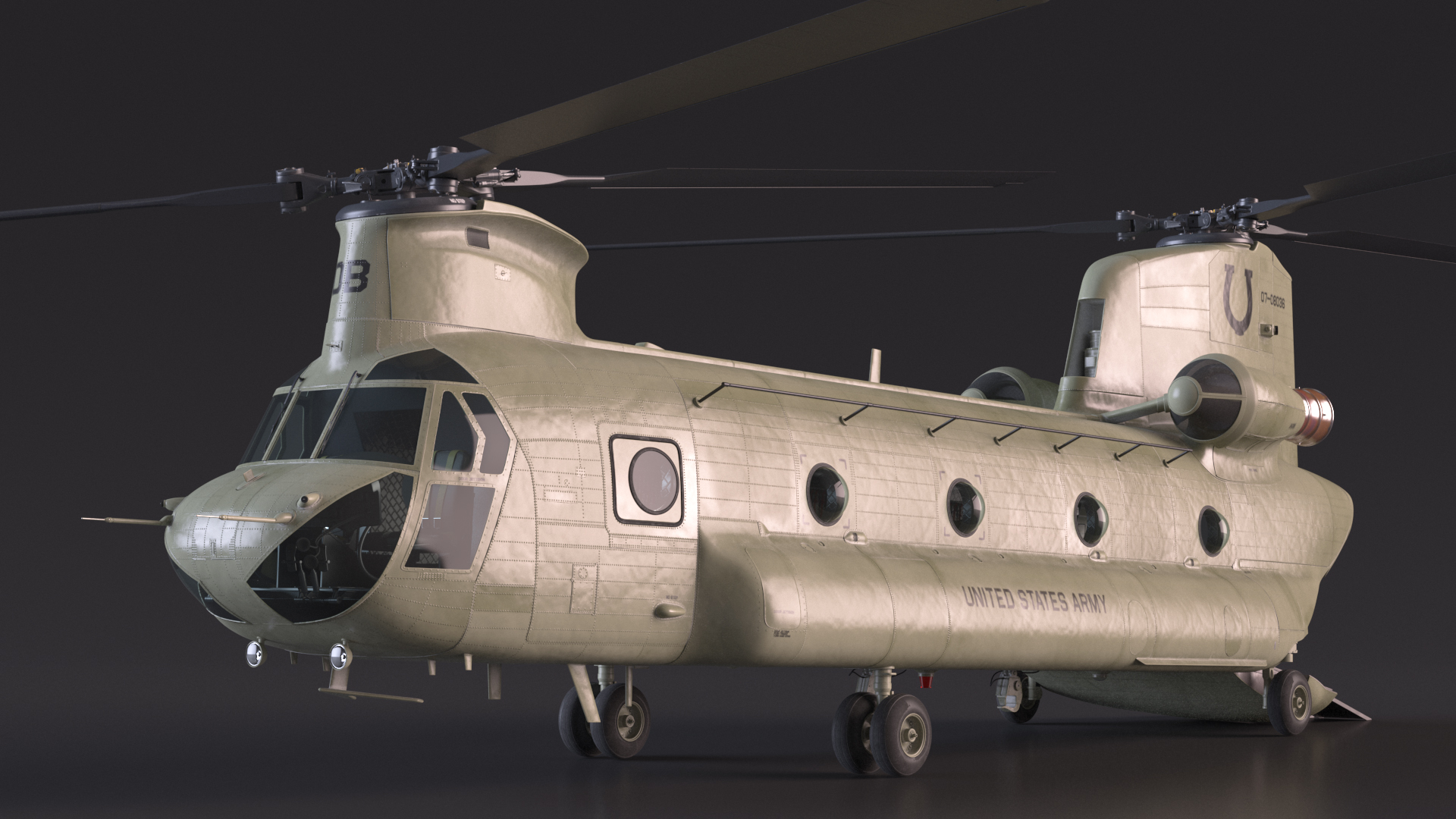 Transport Helicopter CH 47 Chinook with Cargo Rigged 3D