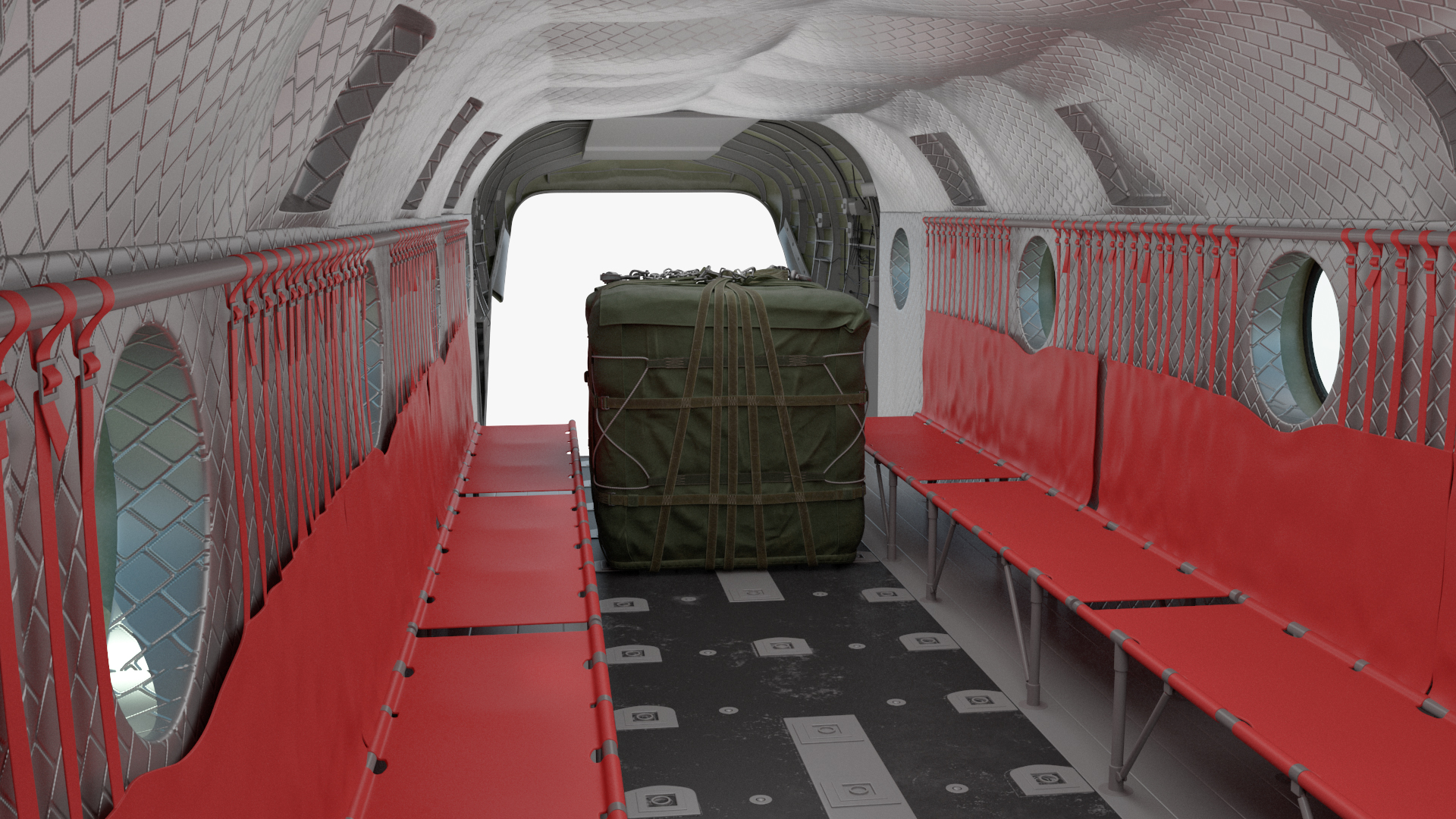 Transport Helicopter CH 47 Chinook with Cargo Rigged 3D