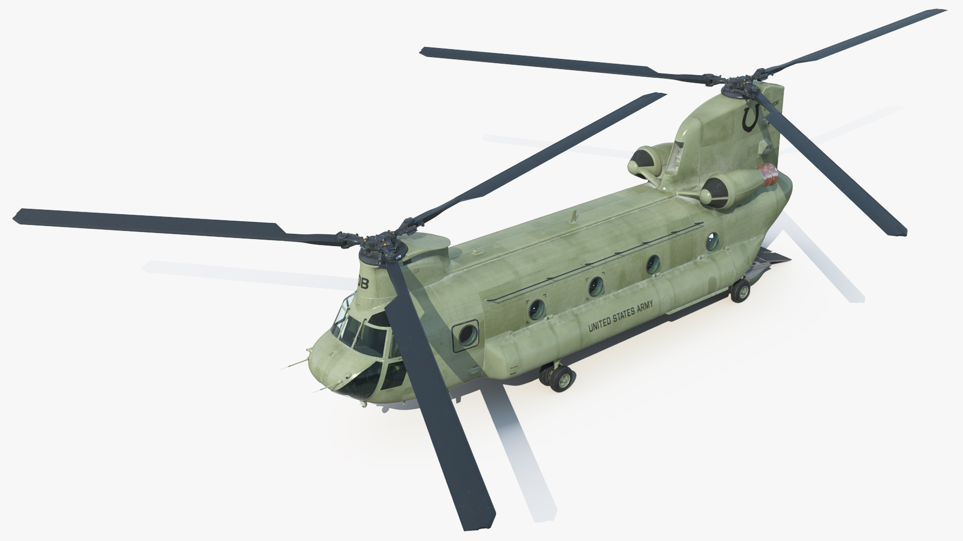 Transport Helicopter CH 47 Chinook with Cargo Rigged 3D