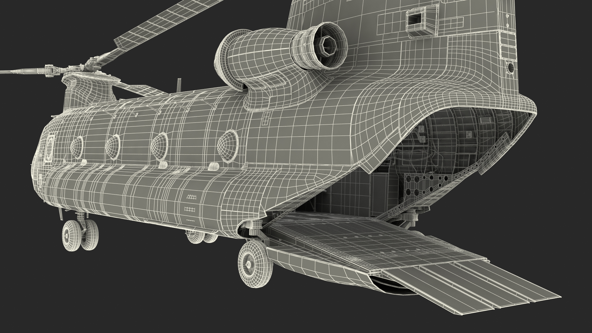 Transport Helicopter CH 47 Chinook with Cargo Rigged 3D