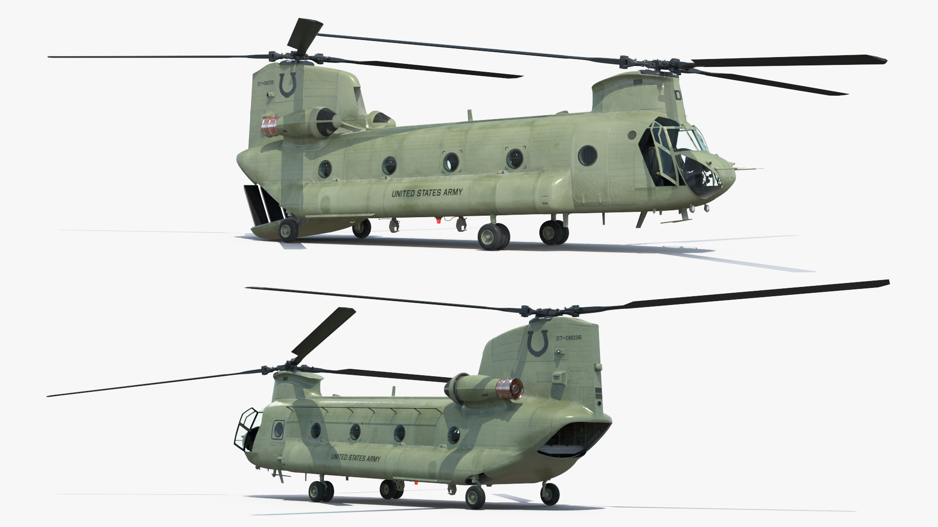 Transport Helicopter CH 47 Chinook with Cargo Rigged 3D