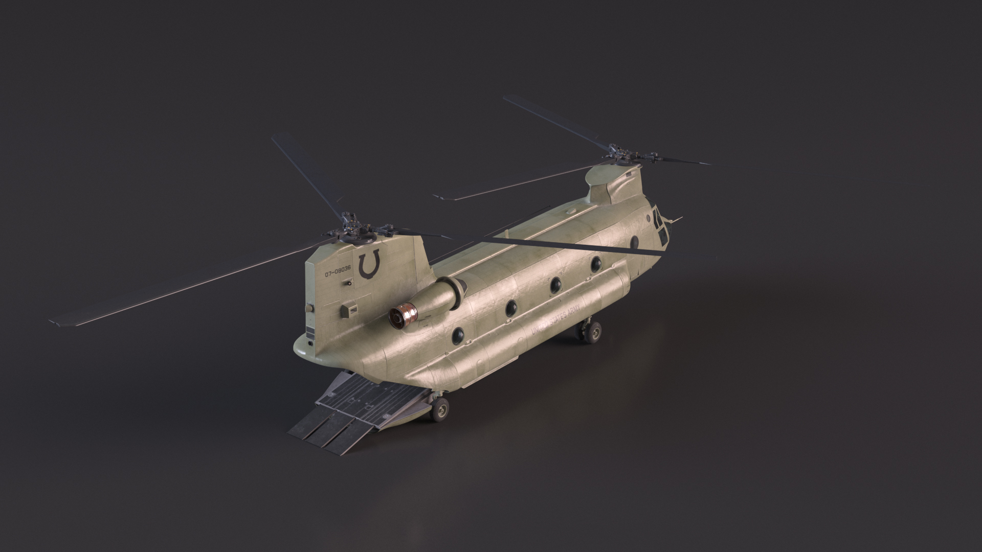 Transport Helicopter CH 47 Chinook with Cargo Rigged 3D